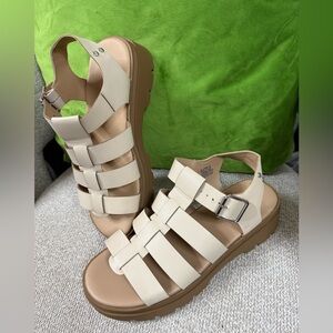 Sun + Stone Beige Strappy Sandals